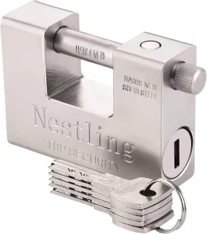 94mm Padlock with Key, High Security 5 Keys Heavy Duty 1.1 KG D-Shaped Solid Brass Outdoor Keyed Padlock - Protect Garage Door, Containers, Shed, Shutter, Gate and Warehouse
