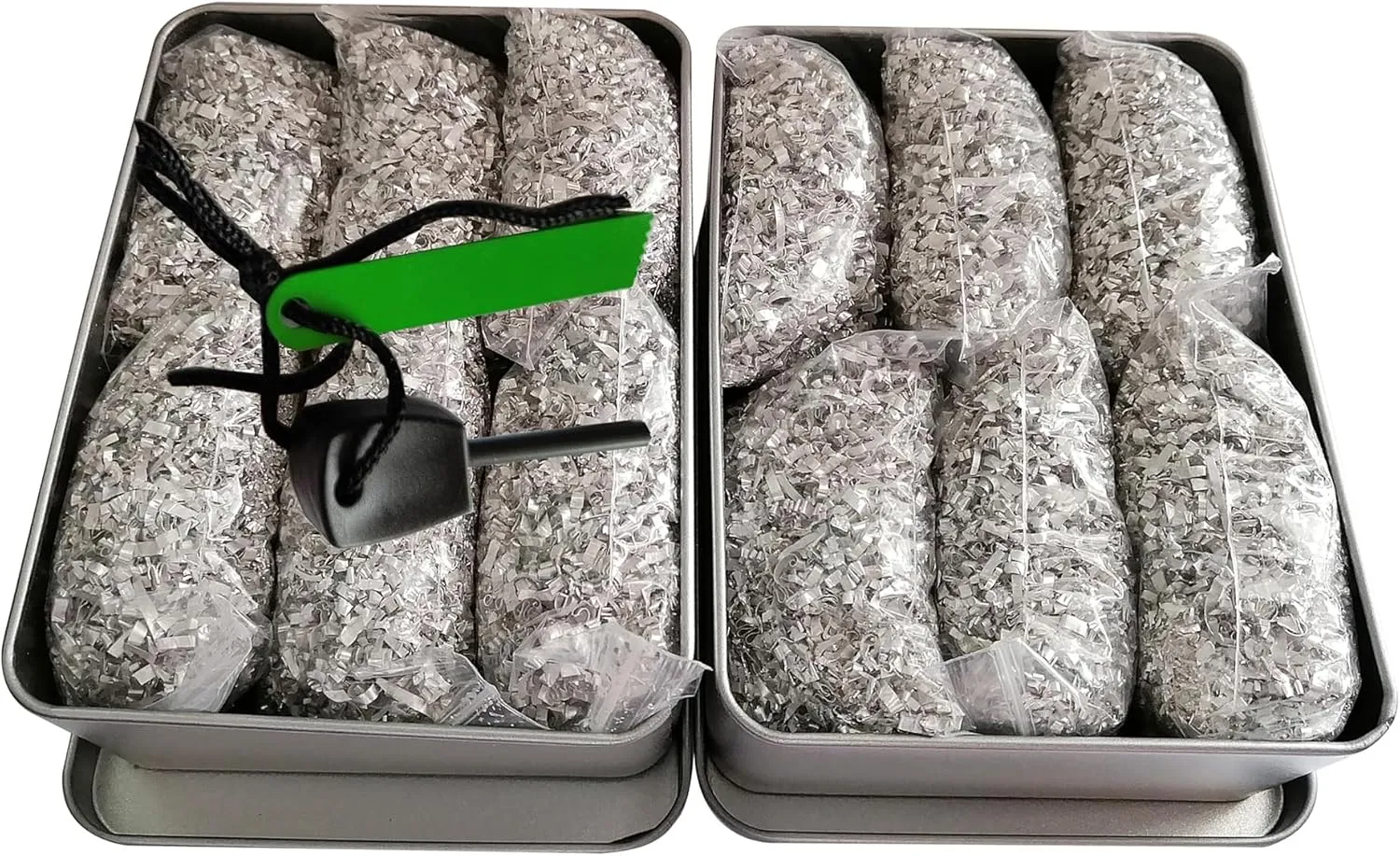99% Pure Magnesium Fire Starter Kit – 6 Bags   Ferro Rod in Waterproof Tin for Camping, Survival, Hiking, Bushcraft