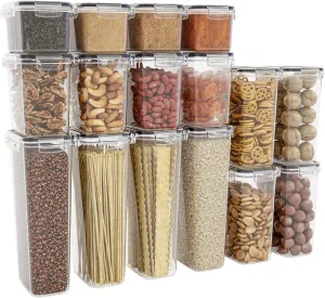 Airtight Food Storage Containers With Lids,16 PCS With Label,BPA Free Cereal Containers Storage,Plastic Pantry and Kitchen Organizers and Storage for Dry Goods,Chip,Grain Sugar and Flour Organizing