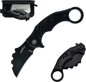 ALBATROSS Tactical Raptor Claw Knife - Premium D2 Steel with Wood & Aluminum Splice Handle | EDC Folding Pocket Knife for Camping & Hunting