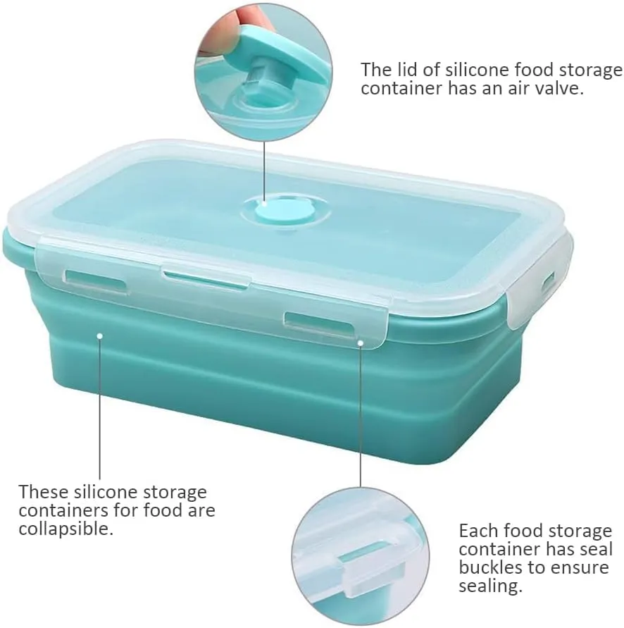 Alimat PluS Silicone Food Storage Containers with Lids, 3 Pack Set 40.5oz(1200ml) Collapsible Meal Prep Lunch Containers, Microwave, Freezer and Dishwasher Safe