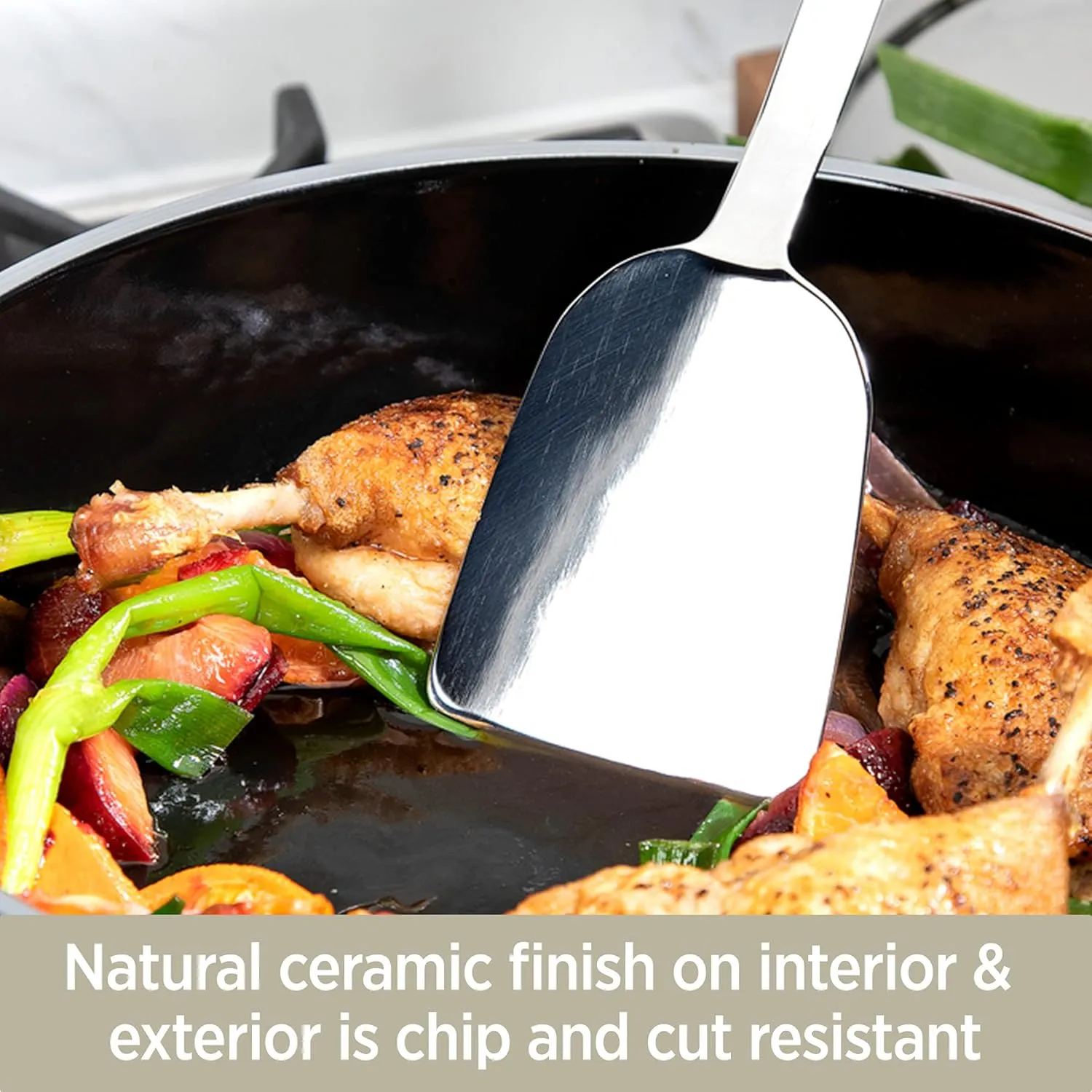 All-Clad FusionTec Ceramic Universal Pan 4.5 Quart Induction Oven Broiler Safe 500F Pots and Pans, Cookware Platinum