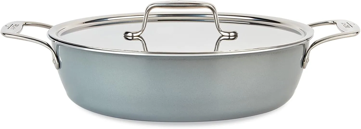 All-Clad FusionTec Ceramic Universal Pan 4.5 Quart Induction Oven Broiler Safe 500F Pots and Pans, Cookware Platinum