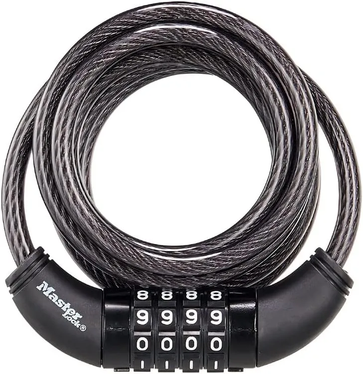 Allen Sports Premier Locking Quick Release 5-Bike Carrier for 2 in. Hitch, QR555 & Master Lock Bike Lock Cable, Set Your Own Combination Bicycle Lock, Black