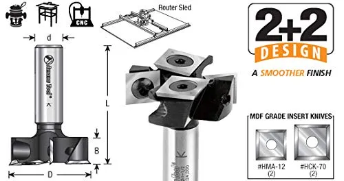 Amana Tool - Spoilboard 2 2 1-1/2" D 1/2 Shk (RC-2250), Industrial Grade