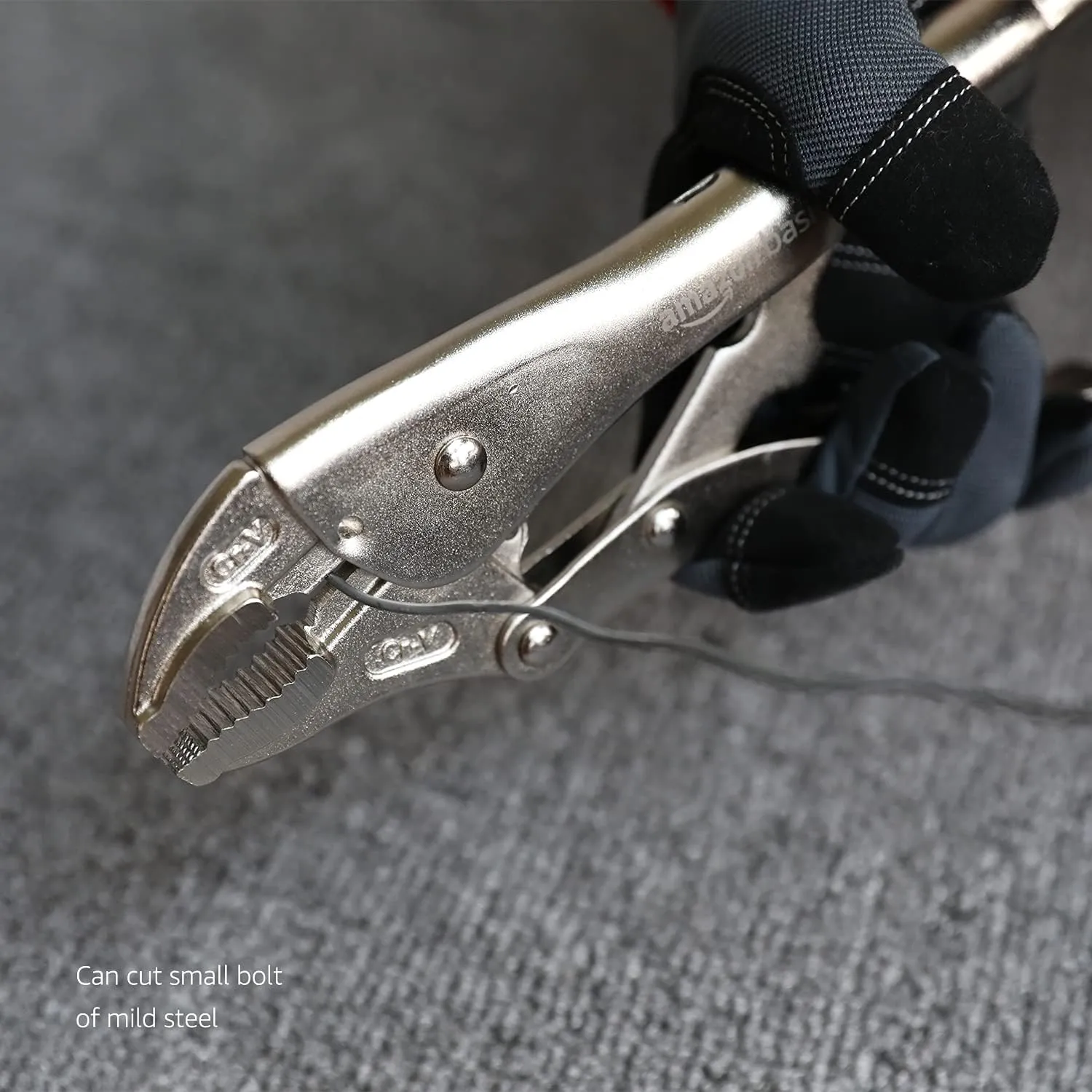 Amazon Basics 5-Piece CR-V Locking Pliers and Wire Cutters Set with Carrying Case, 2 Straight, 3 Curved Jaw, 6.5-10 inch, Silver