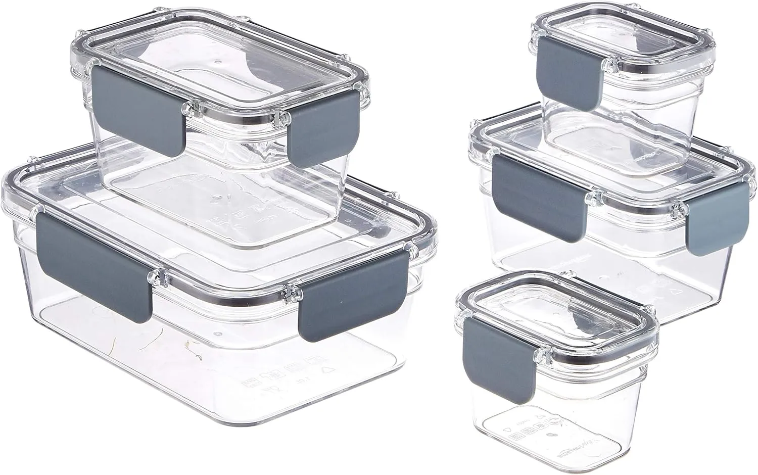 Amazon Basics Tritan Plastic Food Storage Containers - Tritan Plastic Locking, Air Tight, 10 Pieces, Clear