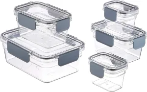 Amazon Basics Tritan Plastic Food Storage Containers - Tritan Plastic Locking, Air Tight, 10 Pieces, Clear