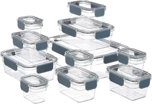 Amazon Basics Tritan Plastic Food Storage Containers - Tritan Plastic Locking, Air Tight, 22 Pieces, Clear