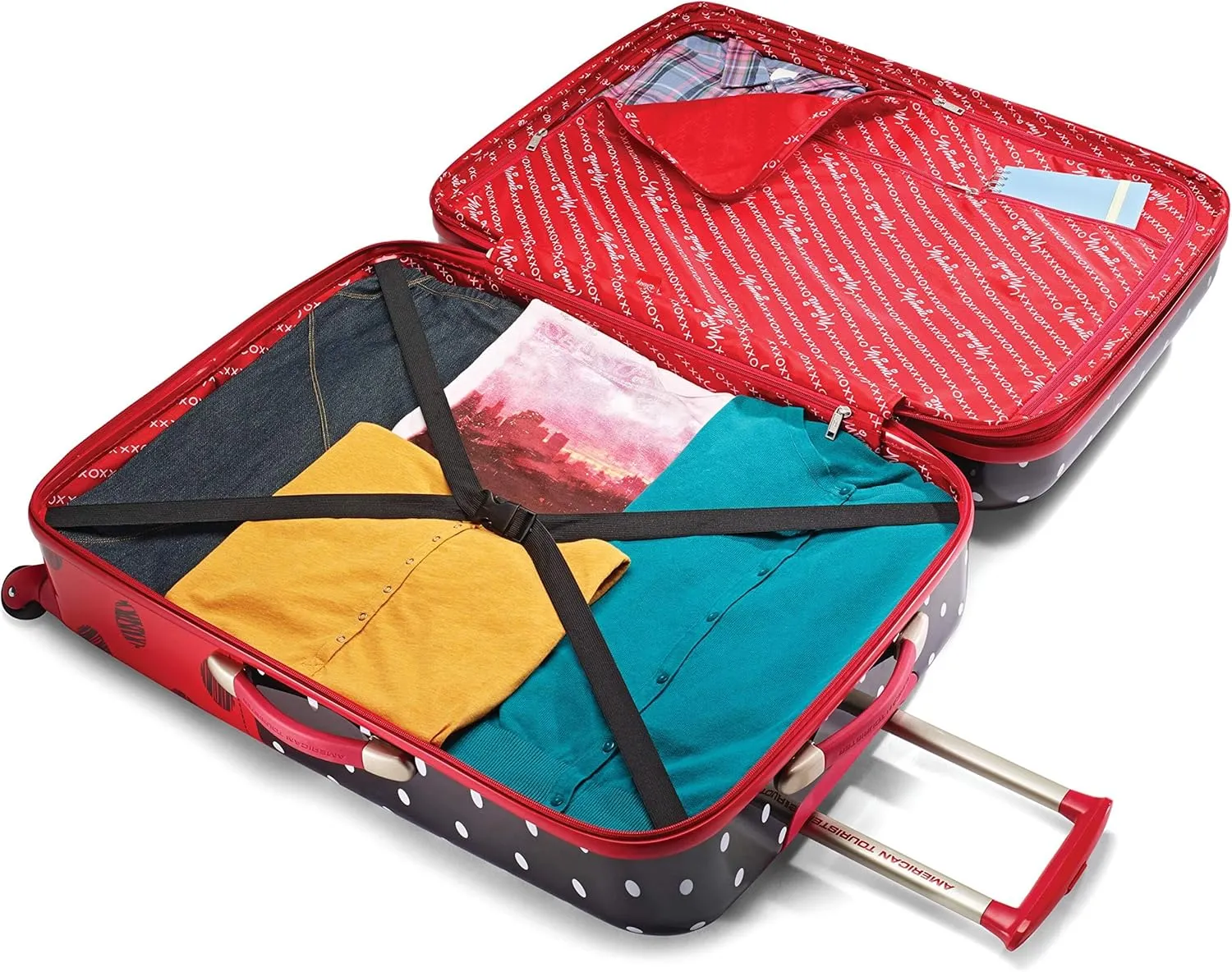 American Tourister Disney Hardside Luggage with Spinner Wheels, Minnie Mouse Red Bow, 2-Piece Set (21/28)