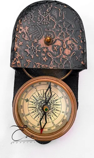 Antique Vintage Nautical Compass Directional Magnetic Compass Gifts with Leather Case for Loved Ones, Son, Father, Love, Partner, 2 Inch Nautical Navigational Best for Gifts by IRA Muhammad