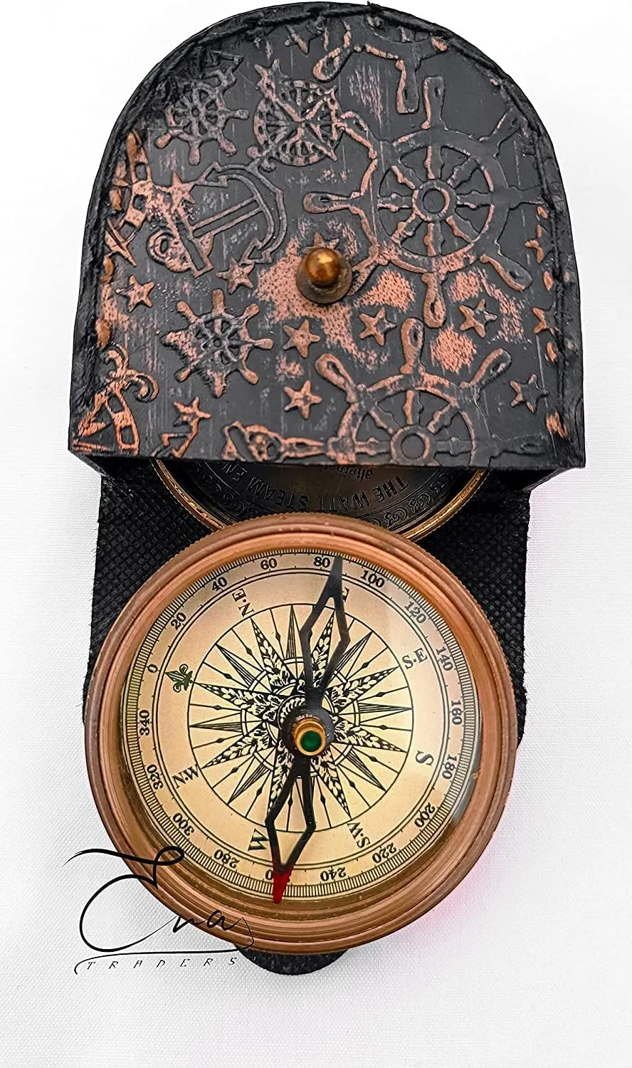 Antique Vintage Nautical Compass Directional Magnetic Compass Gifts with Leather Case for Loved Ones, Son, Father, Love, Partner, 2 Inch Nautical Navigational Best for Gifts by IRA Muhammad