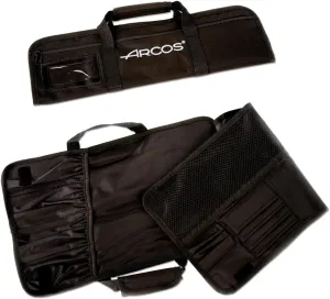Arcos Knife Roll Bag 4 pieces 18 x 11 Inch / 460 x 275 mm. 100% Polyester. Knives not included. Series Knife Bag. Color Black