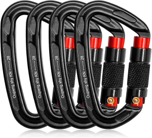 Auto Locking Carabiner Clips - 28KN (6172lbs) Heavy Duty Caribeaners ，4PCS Large Carabiner Clip for Keychains，Hammock，Camping, Gym, Hiking, Outdoor ，Dog Leash