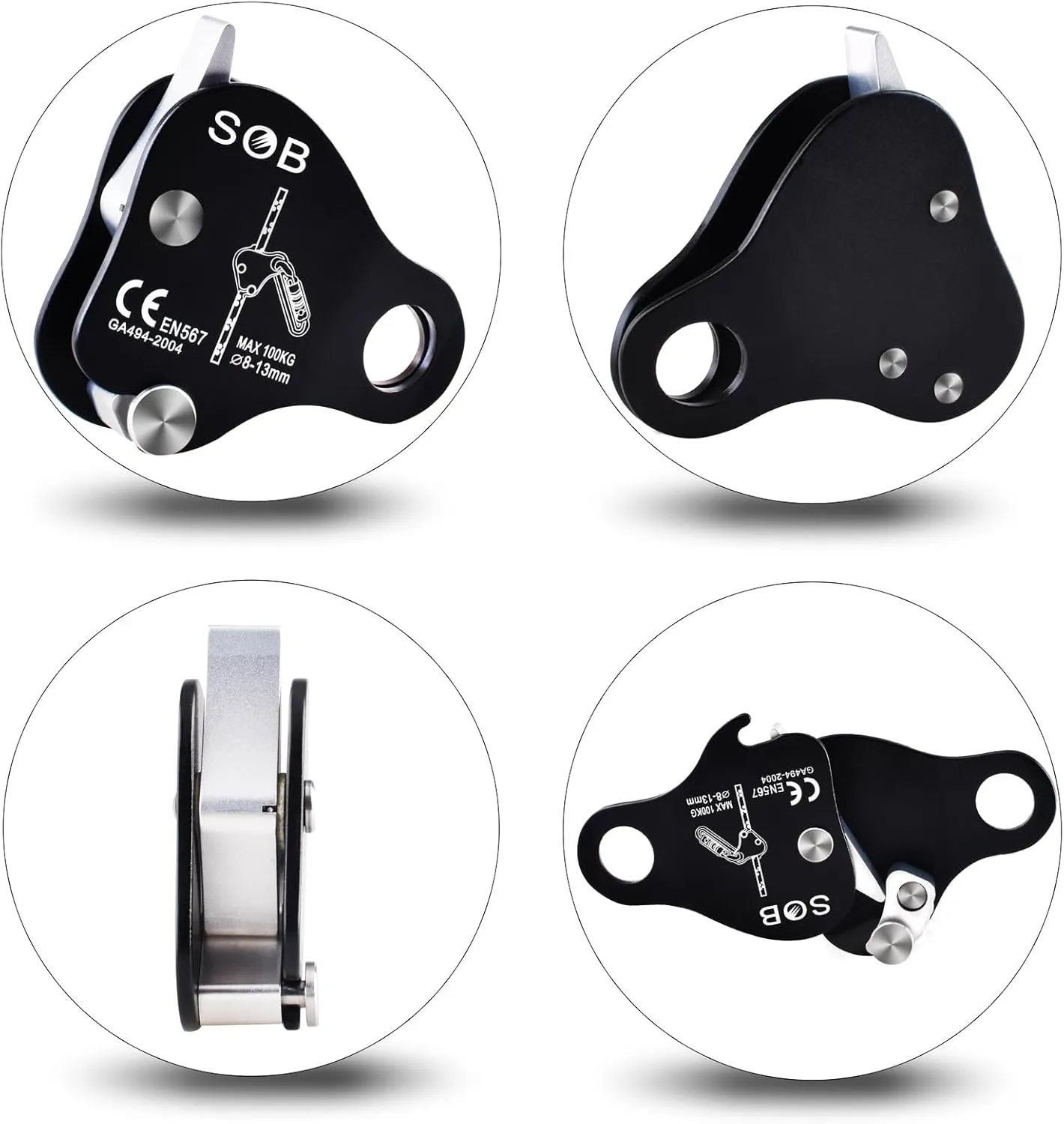 Azarxis 35 kN 50 kN Climbing Rescue Figure 8 Descender Large Bent-Ear Rigging Plate Heavy Duty & High Strength Rappel Device Equipment for Rappelling Belaying Tree Climbing Aerial Silks Rigging