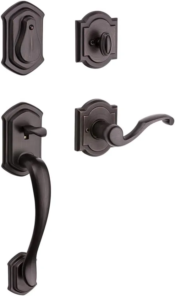 Baldwin Medina, Front Entry Handleset with Interior Lever, Featuring SmartKey Deadbolt Re-Key Technology and Microban Protection, in Venetian Bronze