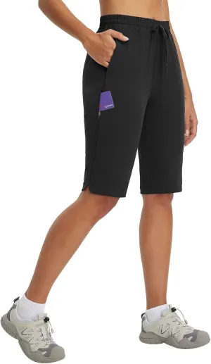 baleaf Women's 13'' Knee Length Hiking Shorts Quick Dry Water Resistant Lightweight Bermuda with Pockets