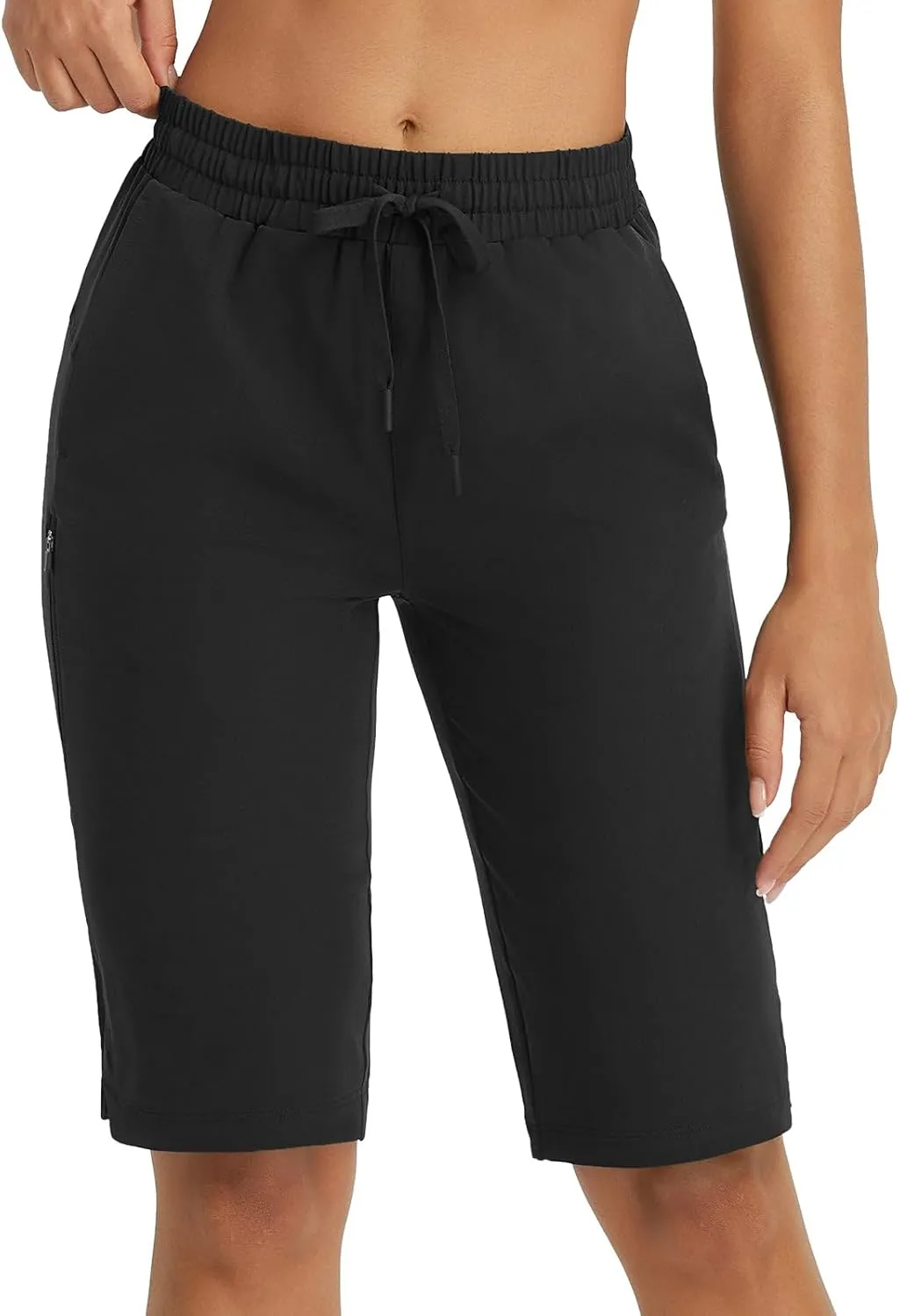 baleaf Women's 13'' Knee Length Hiking Shorts Quick Dry Water Resistant Lightweight Bermuda with Pockets