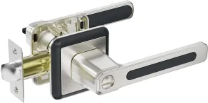 BAOLONG Door Handle Locking Lever with Modern Contemporary Square Design,Modern Square Door Lever Bathroom Door Lock Privacy Lever Lock for Interior Door Satin Nickel.