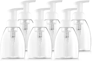 Bar5F 6-Pack Foaming Pump Bottle for Dr. Bronner's Castile Soap and All Generic Concentrated or Regular Soaps, Crystal Clear, 8.5-Ounce | Set of Bulk