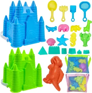 Beach Toys 23PC Set - Sand Toys for Kids, Sand Castle Kit, Mesh Bags, Travel Sandbox Toys for Toddlers & Kids Age 3-10