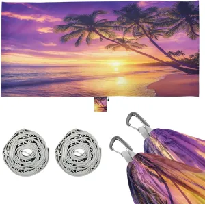 Beautiful Sunset Purple Camping Hammock Single Portable Hammocks 330 lbs Capacity with 2 Tree Straps and Attached Carry Bag,Perfect for Outdoor,Indoor,Beach,Camping,Travel