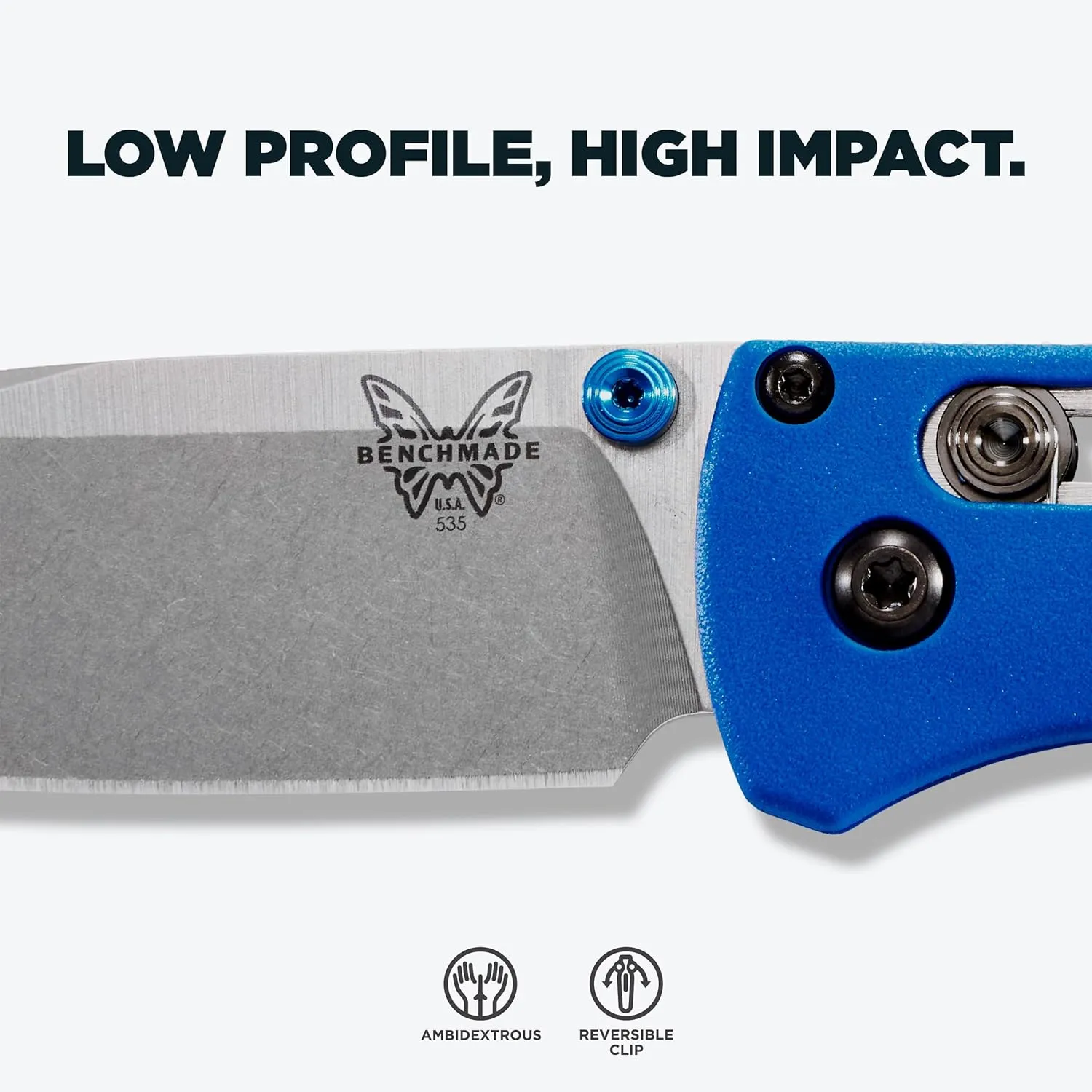 Benchmade - Bugout 535 EDC Knife with Blue Grivory Handle (535)