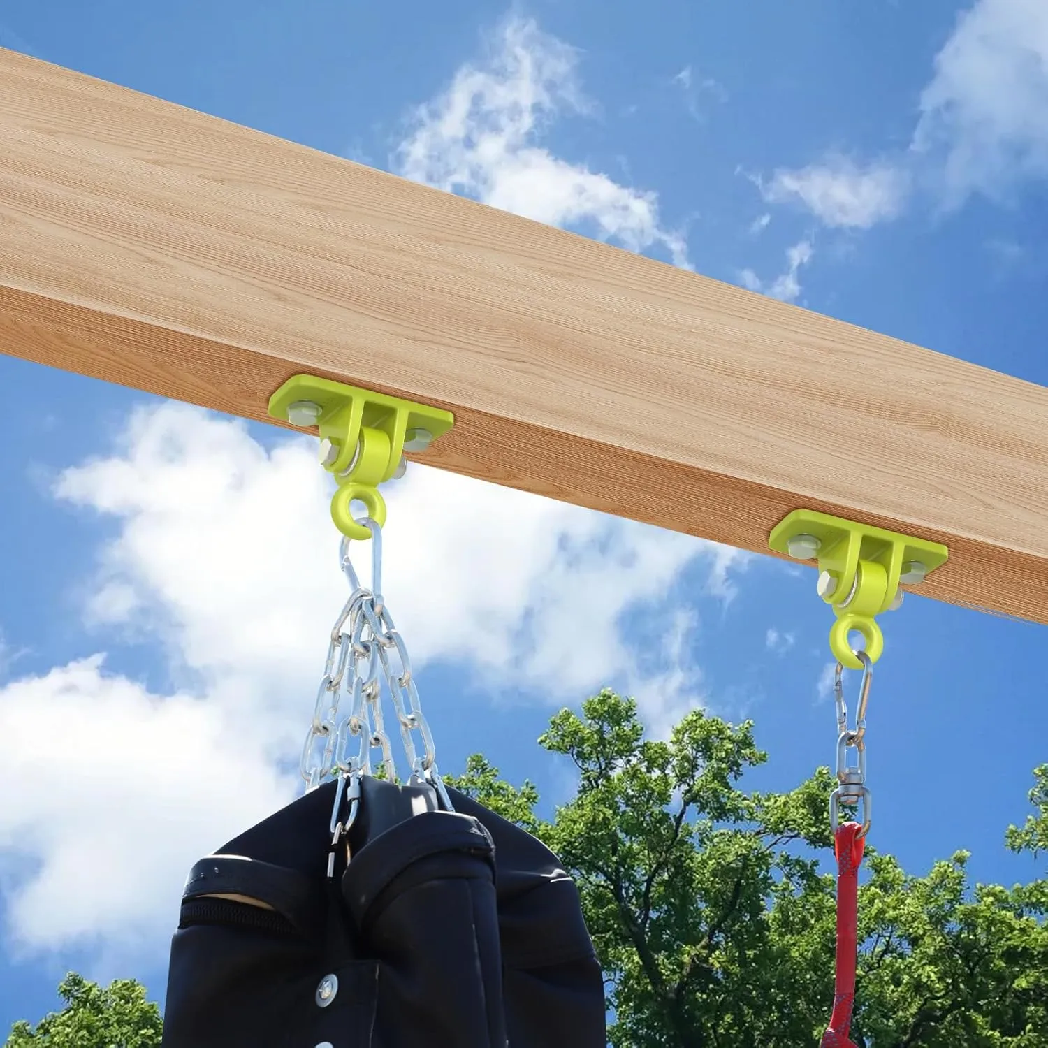 BETOOLL Heavy Duty Swing Hangers Porch Swing Hanging Kit for Playground Ceiling Mounts Tree Swing Hanger Indoor Outdoor Swingset Hardware Brackets Hooks 2400lb Yoga Hammock Accessories Yellow 8PCS