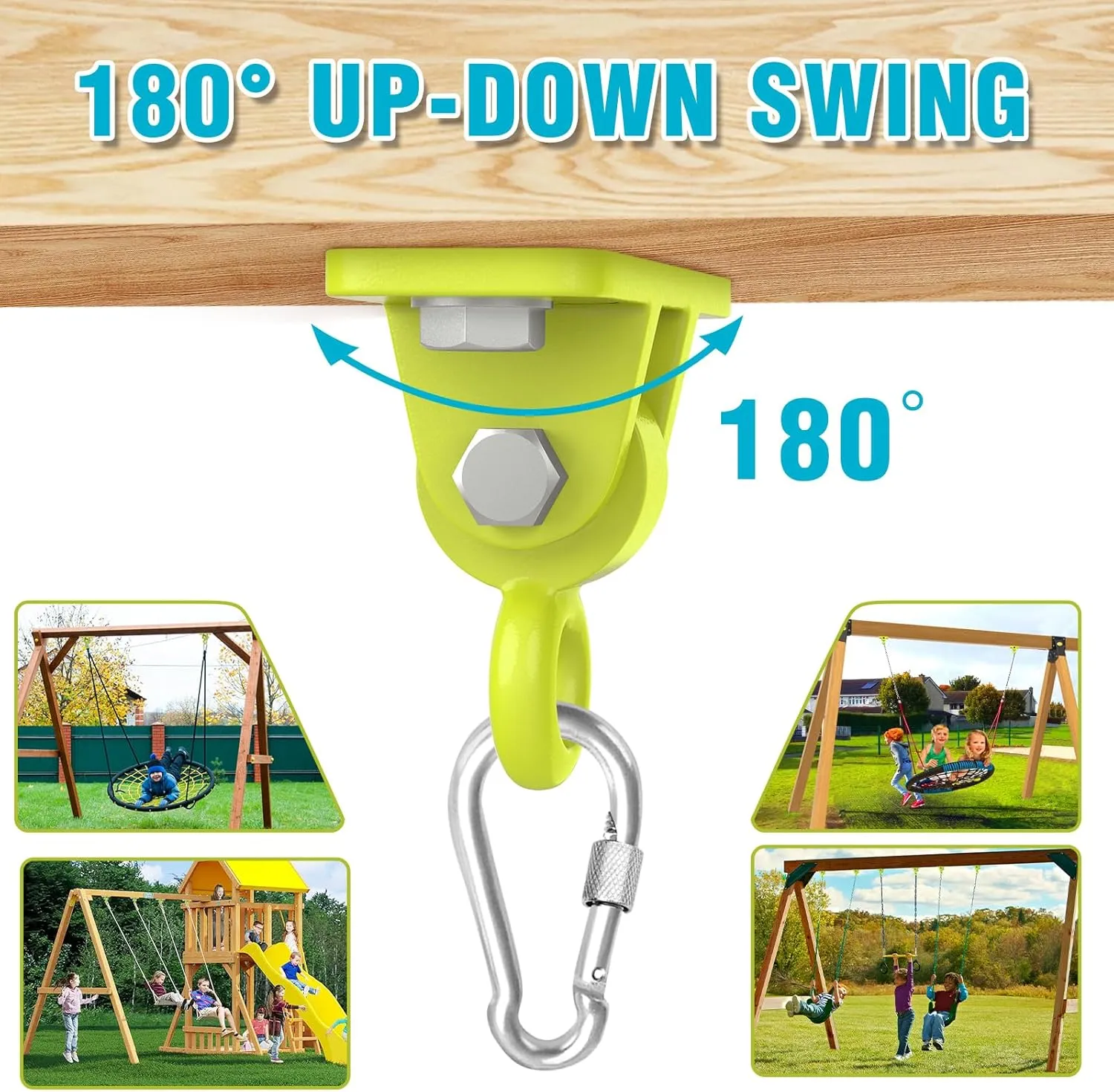BETOOLL Swing Hangers Heavy Duty Porch Swing Hanging Kit for Ceiling Mounts Playground Tree Swing Hanger Indoor Outdoor Swingset Hardware Brackets Hooks 2400lb Yoga Hammock Accessories Yellow 2PCS