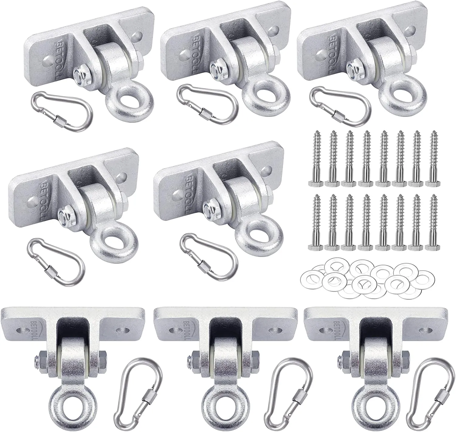 BETOOLL Swing Hangers Heavy Duty Wooden Swing Set Accessories with Screws and Locking Snap Hooks 10000 lb Capacity Set of 8