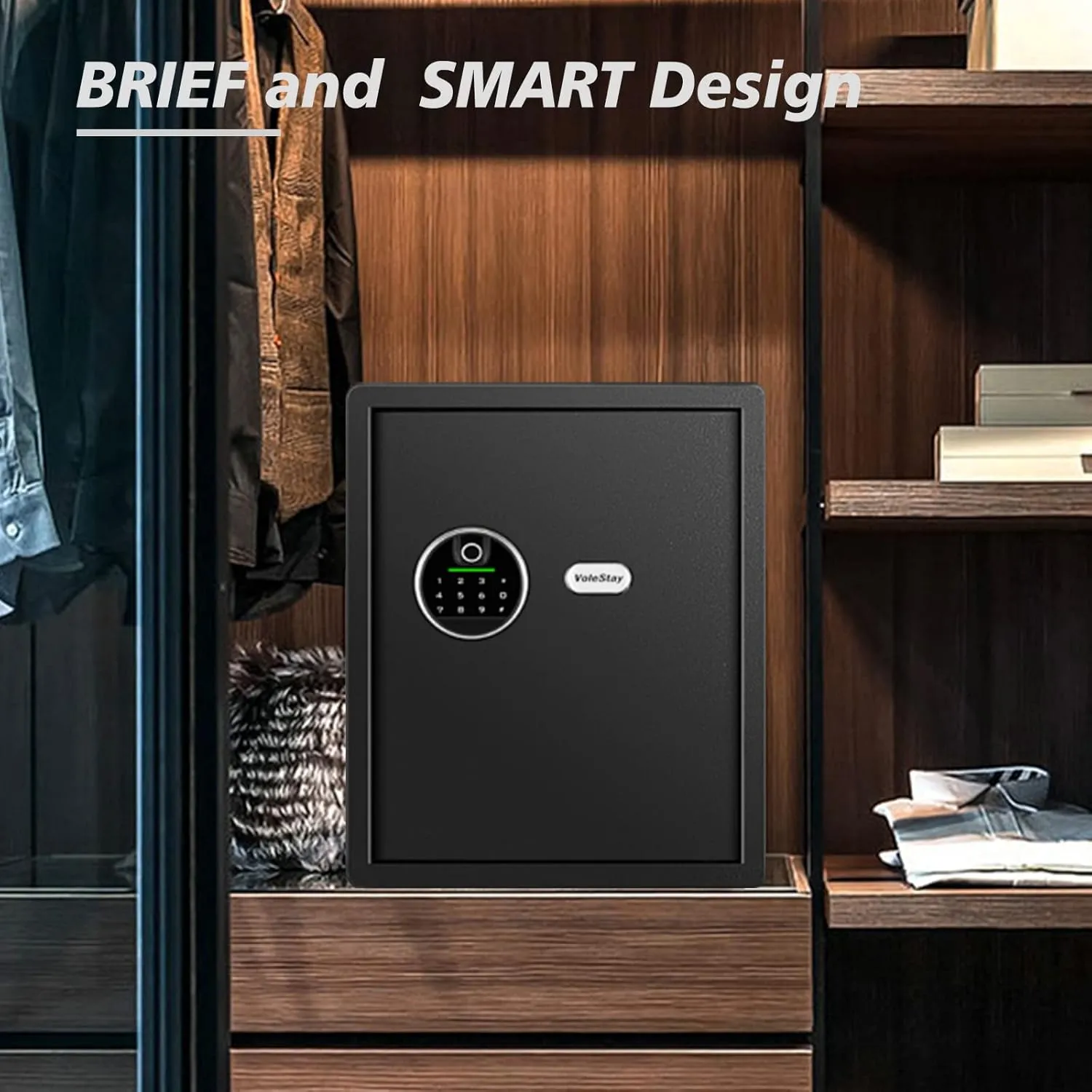 Biometric Home Safe, Fingerprint Gun Safe Lock Box,Money Box for Jewelry Handgun Cash Valuables,Perfect for Home/Office/Hotel, Black, 1.7 Cubic Feet