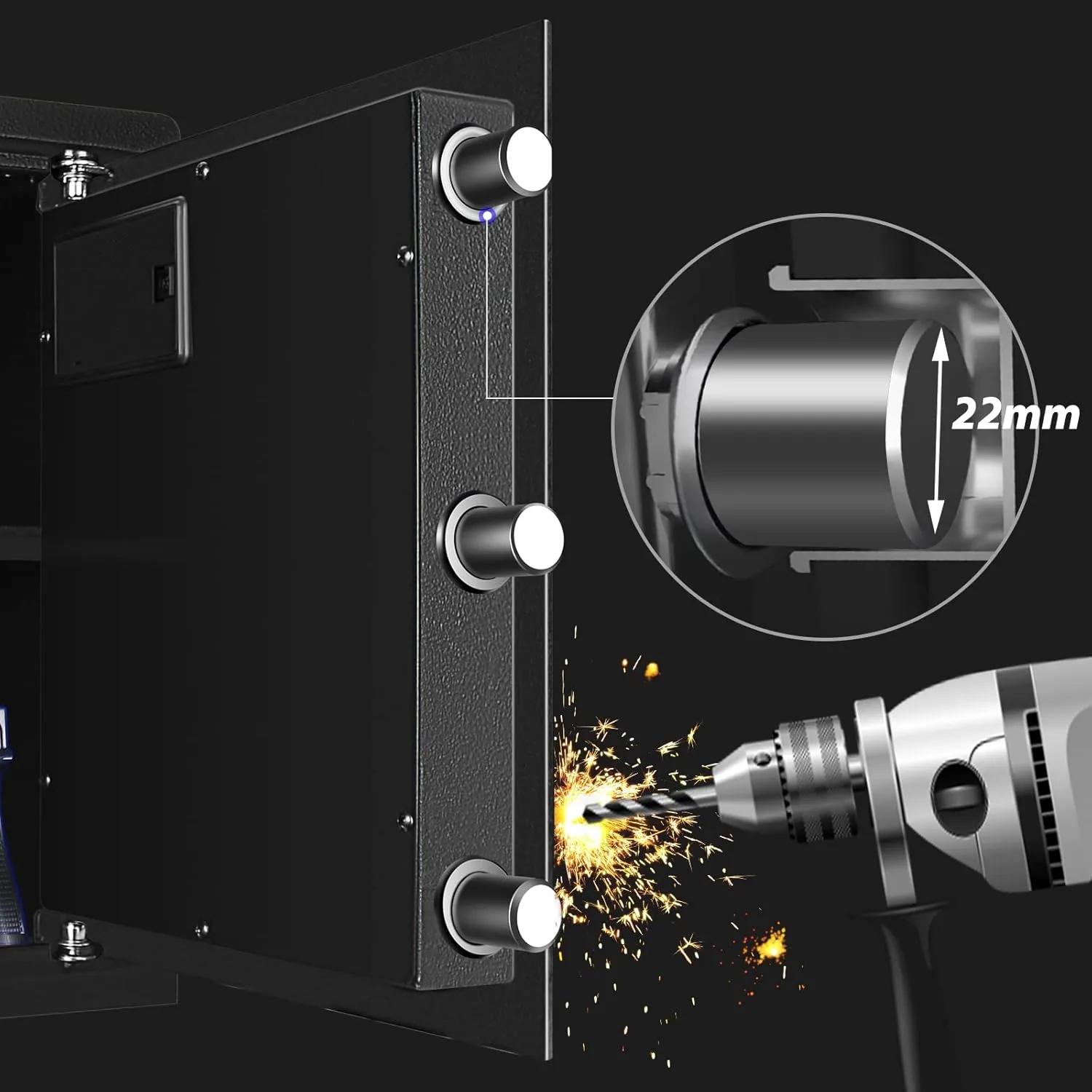 Biometric Home Safe, Fingerprint Gun Safe Lock Box,Money Box for Jewelry Handgun Cash Valuables,Perfect for Home/Office/Hotel, Black, 1.7 Cubic Feet