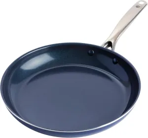 Blue Diamond 12” Nonstick Frying Pan Skillet, Diamond Infused Ceramic Nonstick Pots & Pans, PFAS & PFOA-Free, Dishwasher & Oven Safe, Even Heating, Metal Utensil Safe, Warp Control Base, Blue