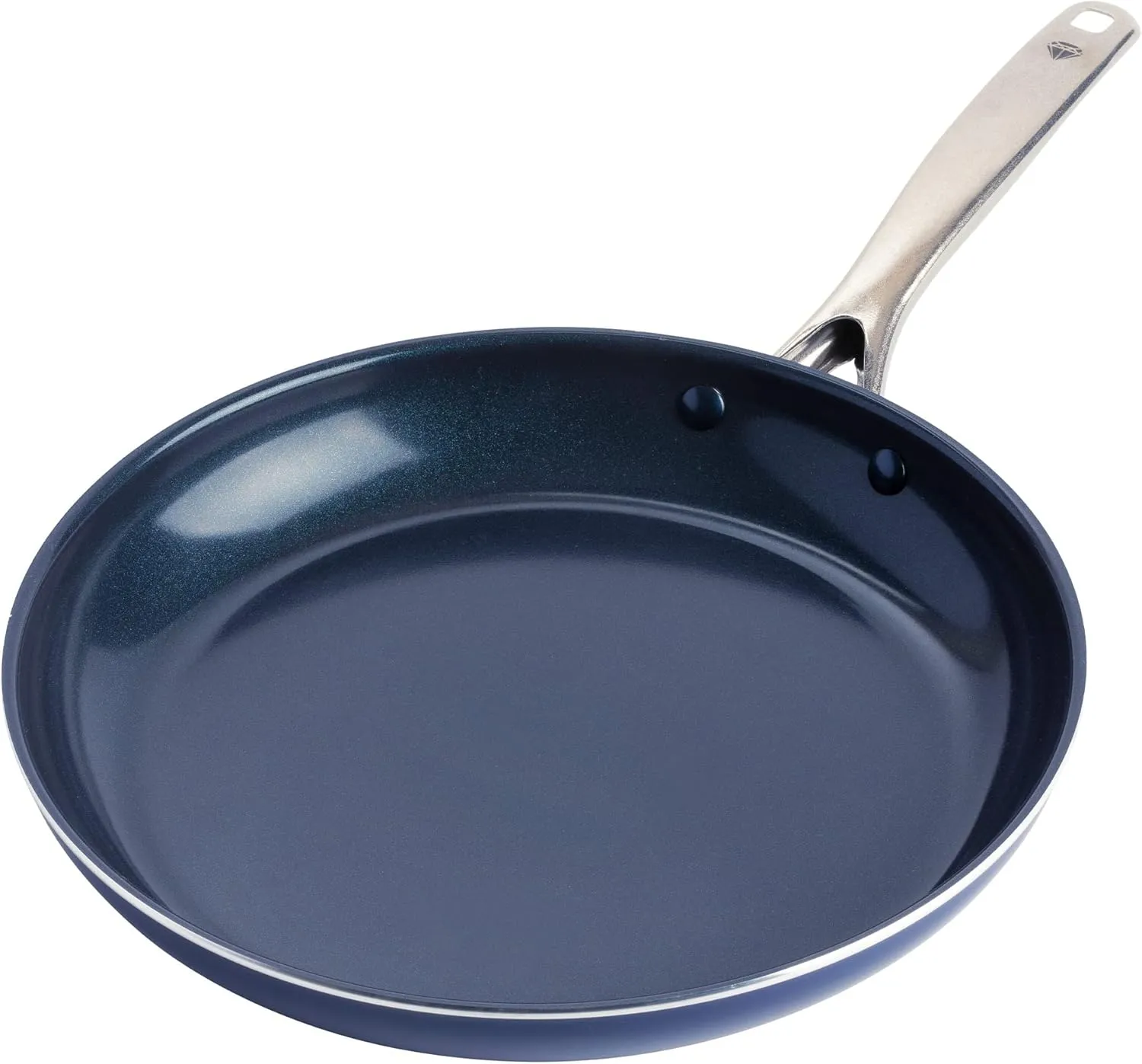 Blue Diamond 12” Nonstick Frying Pan Skillet, Diamond Infused Ceramic Nonstick Pots & Pans, PFAS & PFOA-Free, Dishwasher & Oven Safe, Even Heating, Metal Utensil Safe, Warp Control Base, Blue