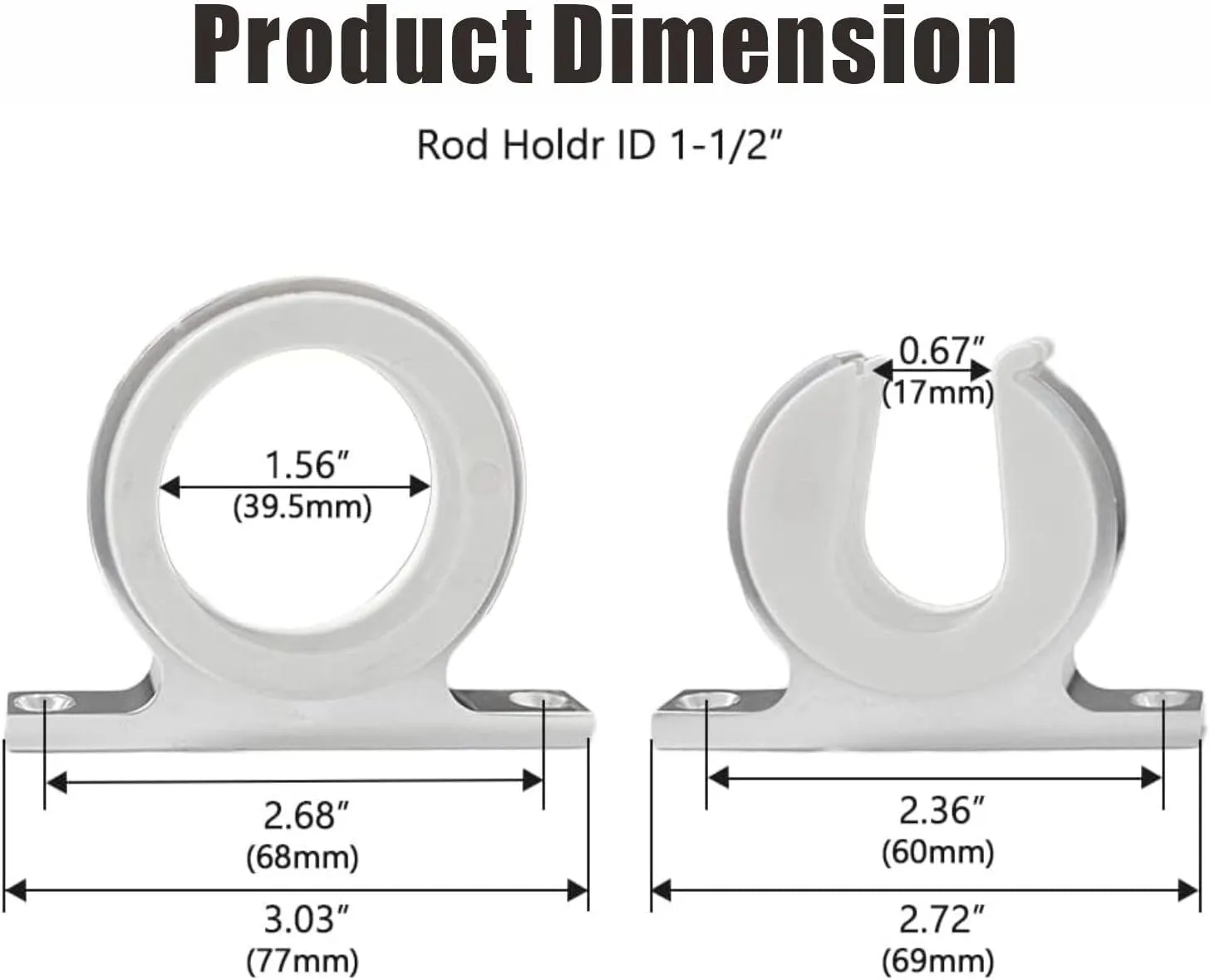Boat Fishing Rod Hanger - Marine Fishing Reel Storage Rack Holder for Car RV Van Yacht Ship, Smooth Polished Aluminum (4 Set)
