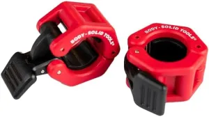 Body-Solid Tools Lock Jaw Hex Collars - Quick-Locking Latch Barbell Clamps, Ideal for Standard Barbells and Weight Lifting Bars, Secure and Durable for Home and Commercial Gym, 1" Collars Pair, Red