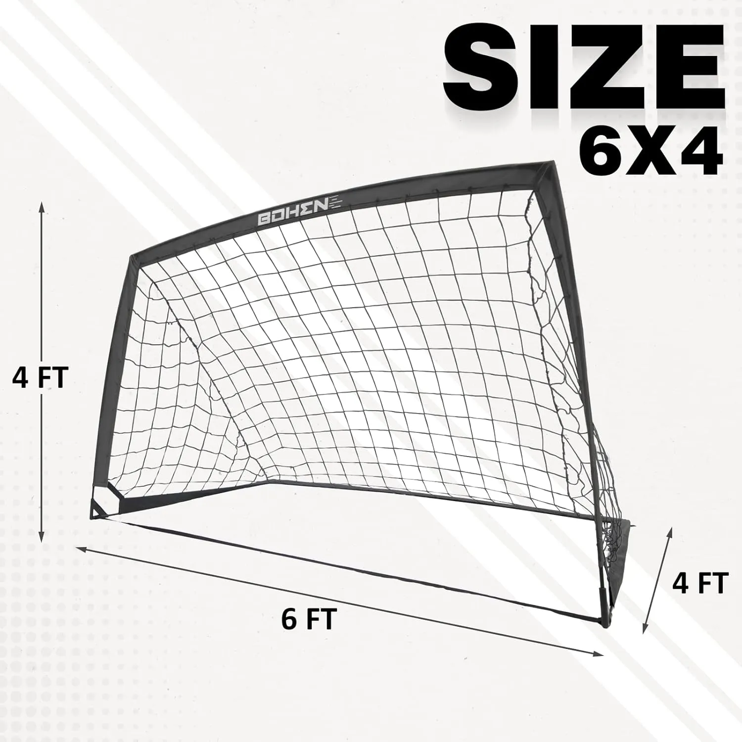 BOHEN 6x4FT Portable Soccer Goal for Kids Backyard with Carry Bag - Easy Folding Lightweight Fun for Outdoor Indoor Training Games for Teen Youth Adult