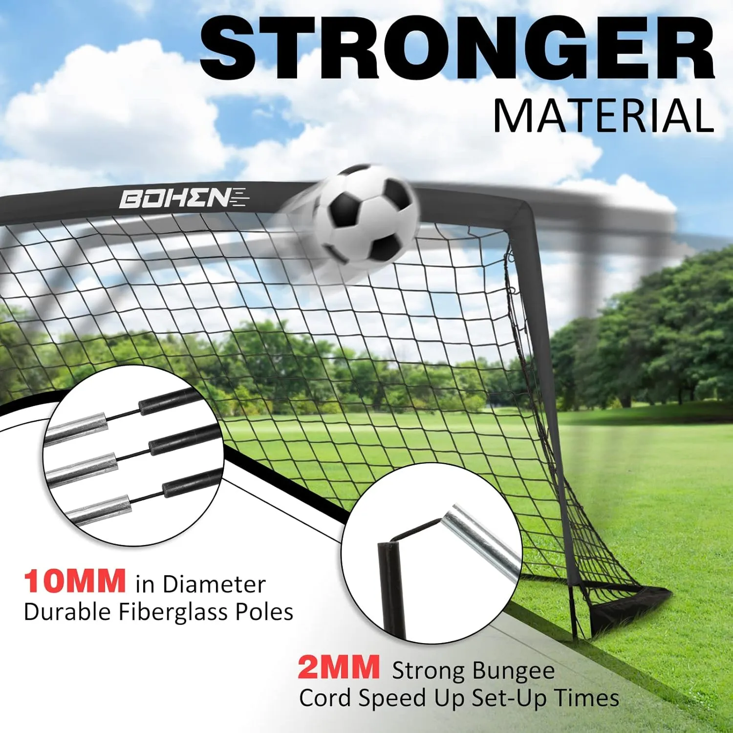 BOHEN 6x4FT Portable Soccer Goal for Kids Backyard with Carry Bag - Easy Folding Lightweight Fun for Outdoor Indoor Training Games for Teen Youth Adult