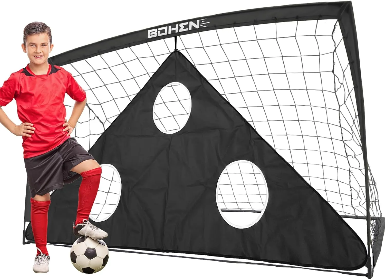 BOHEN 6x4FT Portable Soccer Goal for Kids Backyard with Carry Bag - Easy Folding Lightweight Fun for Outdoor Indoor Training Games for Teen Youth Adult