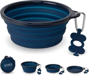Bonza X-Large Collapsible Dog Bowl, 1500 ML Reinforced Rim, with Carabiner, Water Bowl for Dogs - Travel Essential