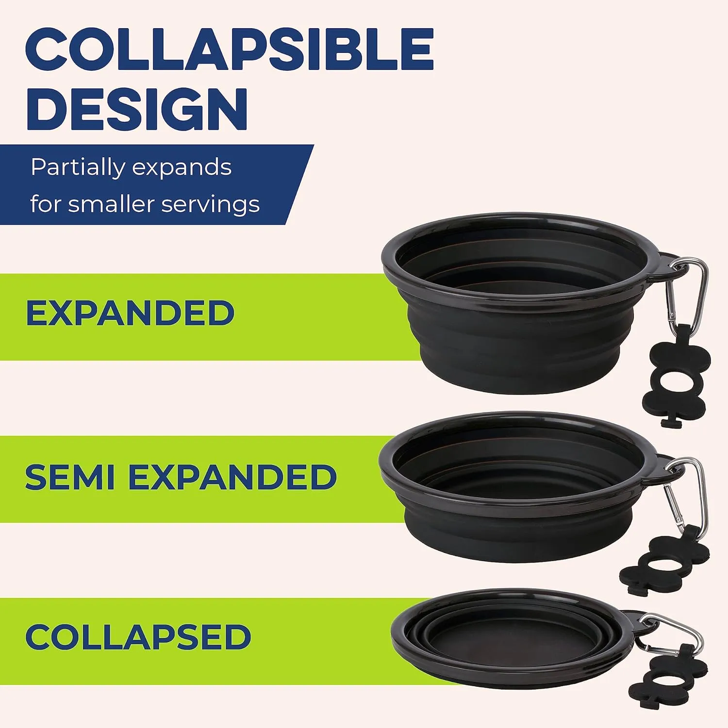 Bonza X-Large Collapsible Dog Bowl, 1500 ML Reinforced Rim, with Carabiner, Water Bowl for Dogs - Travel Essential