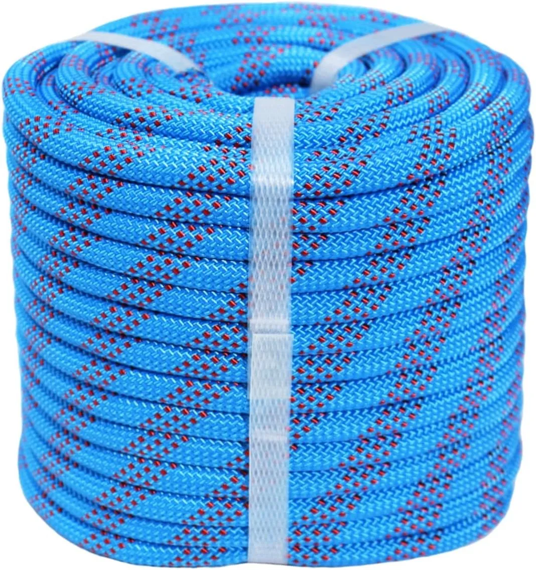 Braided Polyester Arborist Rigging Rope (3/8 inch X 100 feet) High Strength Outdoor Rope for Rock Climbing Hiking Camping Swing, Blue/Red