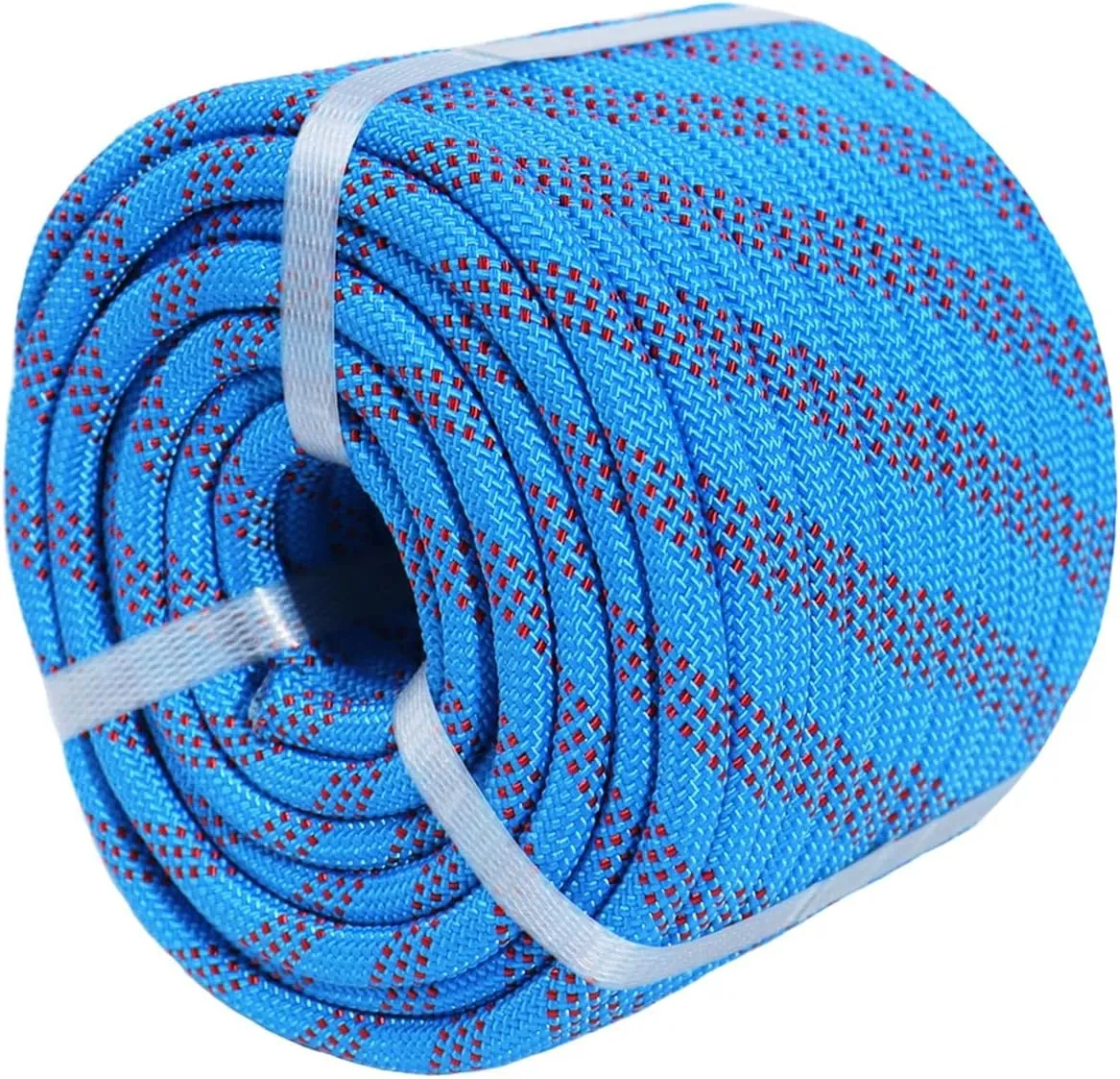 Braided Polyester Arborist Rigging Rope (3/8 inch X 100 feet) High Strength Outdoor Rope for Rock Climbing Hiking Camping Swing, Blue/Red