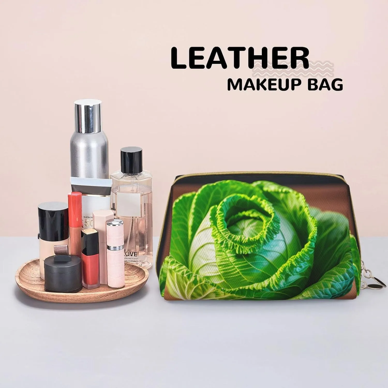Bright Cabbage Toiletry Pouch, Travel-Friendly Makeup Organizer For Makeup Brushes, Lipsticks