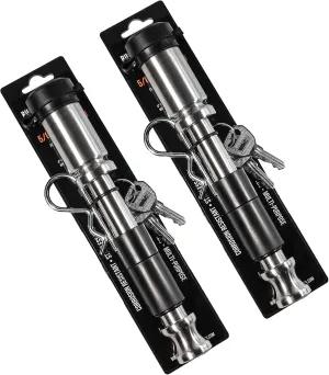BulletProof Hitches - 5/8" Trailer Hitch Locking Pins - Universal Fit, Stainless Steel, Weather Resistant Rubber Cap - Silver, 2 Pack