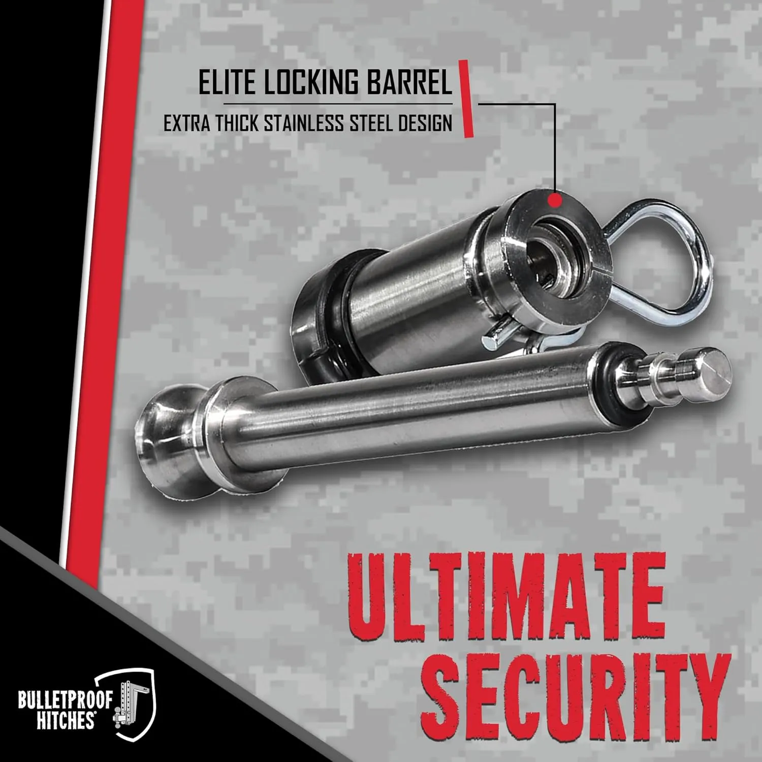 BulletProof Hitches - 5/8" Trailer Hitch Locking Pins - Universal Fit, Stainless Steel, Weather Resistant Rubber Cap - Silver, 2 Pack