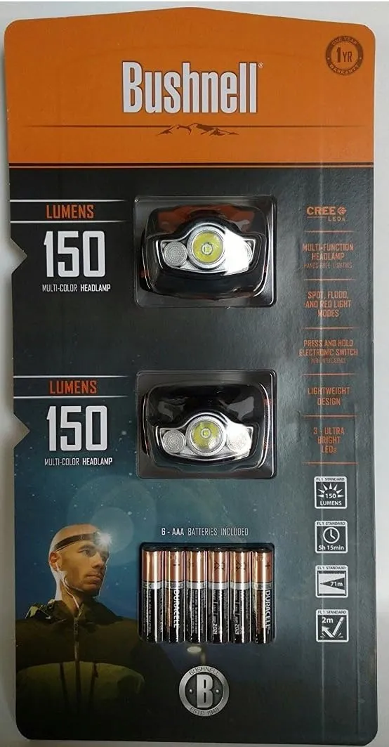 Bushnell 150 Lumen Multicolor Headlamp (2 ct.)