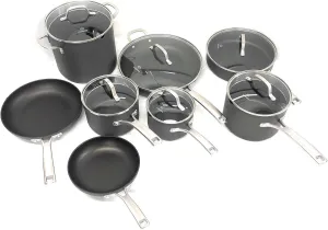 Calphalon Classic Nonstick Hard-Anodized 14-Piece Cookware Set, Grey