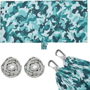 Camouflage Fashion Blue Camping Hammock Single Portable Hammocks 330 lbs Capacity with 2 Tree Straps and Attached Carry Bag,Perfect for Outdoor,Indoor,Beach,Camping,Travel