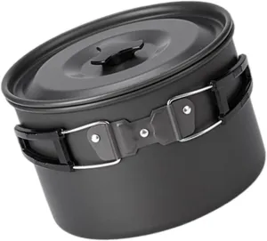 Camping Cook Pots with Lid and Folding Handle Outdoor Cooking Pots Utensils Nonstick Camping Cookware Easy to